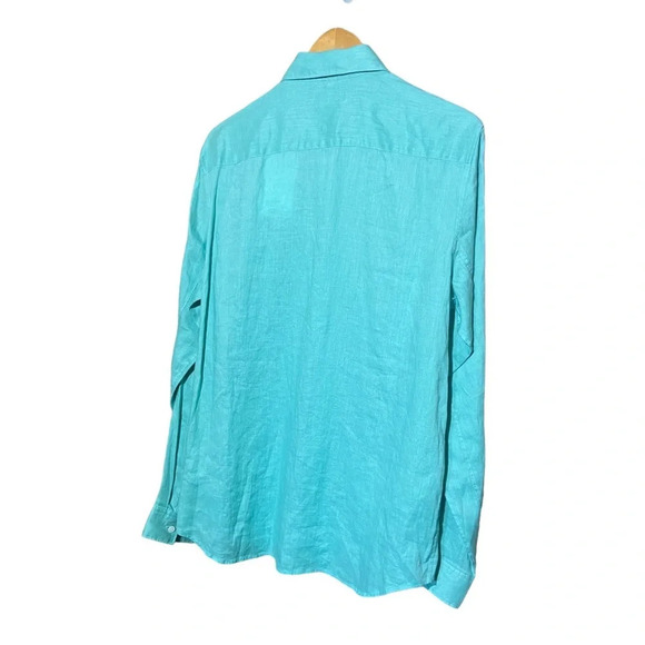 NWT Theory Men’s Celadon Relaxed Linen Button Down‎ Size Medium 100% Linen - Picture 3 of 9
